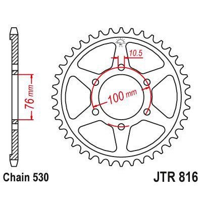 Load image into Gallery viewer, JT Sprockets Rear Steel Sprocket 38 Tooth 38T 530 Chain JTR816.38
