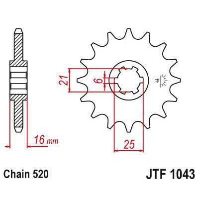 Load image into Gallery viewer, JT Sprockets Front Steel Sprocket 14 Tooth 14T 520 Chain JTF1043.14
