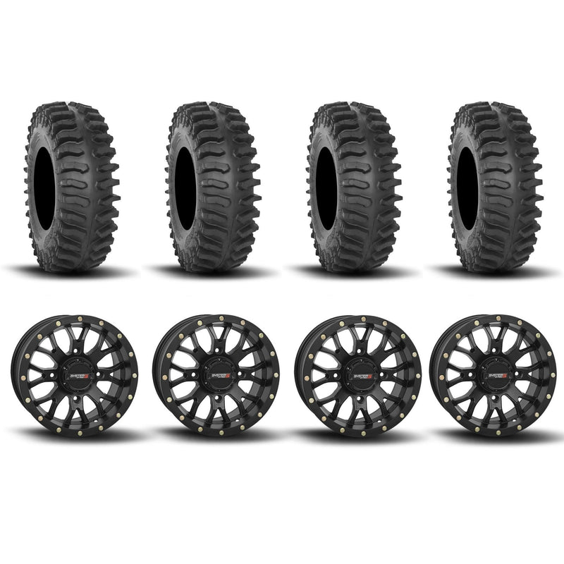Load image into Gallery viewer, System 3 ST-3 Simulated Beadlock Matte Black 15" Wheels And XT400 Tires [35x10R-15]
