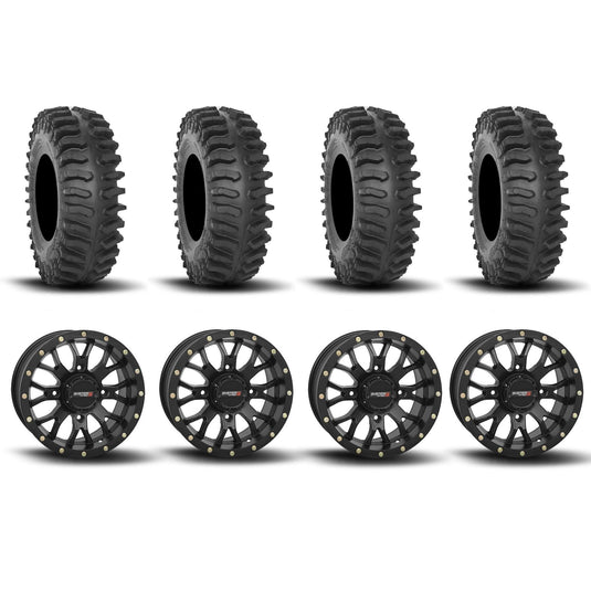 System 3 ST-3 Simulated Beadlock Matte Black 15" Wheels And XT400 Tires [35x10R-15]
