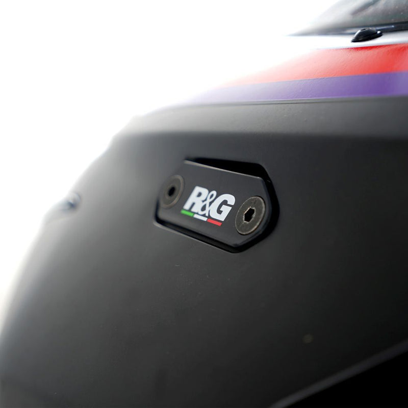 Load image into Gallery viewer, R&amp;G Racing Black Mirror Delete Blanking Plates For 2024-2025 Aprilia RS457
