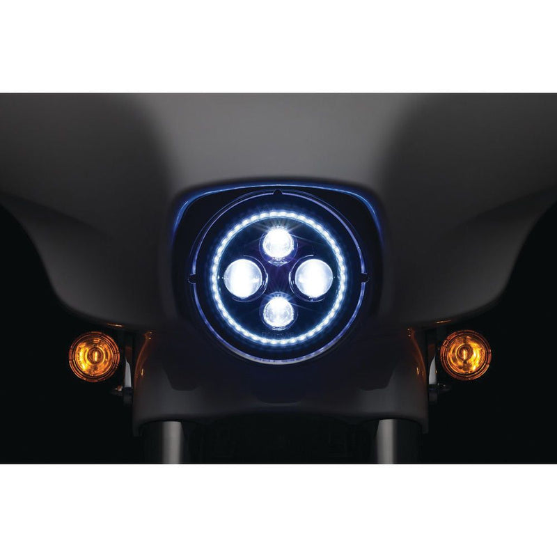 Load image into Gallery viewer, Kuryakyn Orbit Vision 7&quot; LED Headlight Halo Harley 91-2017 Touring Softail Dyna
