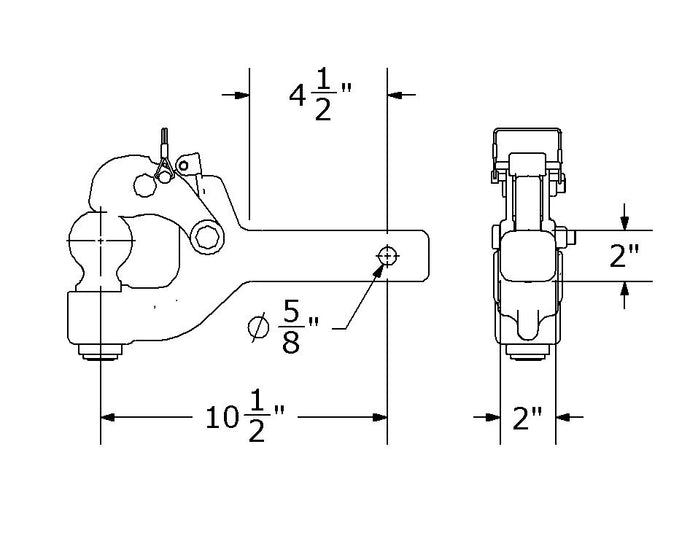 Wallace Forge Combination Pintle Hook with 2-5/16 Inch Ball - 16,000 lbs. Capacity - Fits 2 inch Receiver Hitch