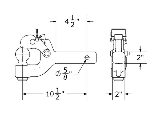 Wallace Forge Combination Pintle Hook with 2-5/16 Inch Ball - 16,000 lbs. Capacity - Fits 2 inch Receiver Hitch