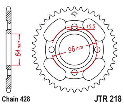 Load image into Gallery viewer, JT Sprockets Rear Steel Sprocket 44 Tooth 44T 428 Chain JTR218.44
