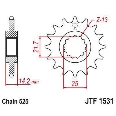 Load image into Gallery viewer, JT Sprockets Front Steel Sprocket 15 Tooth 15T 525 Chain JTF1531.15
