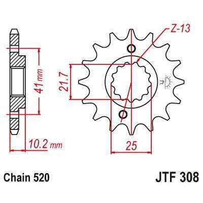 Load image into Gallery viewer, JT Sprockets Front Steel Sprocket 14 Tooth 14T 520 Chain JTF308.14
