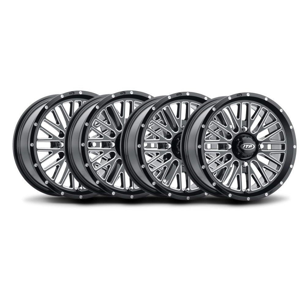 ITP Set of Four Momentum Wheels Machined Black 20x6.6 4/156 4+2.5