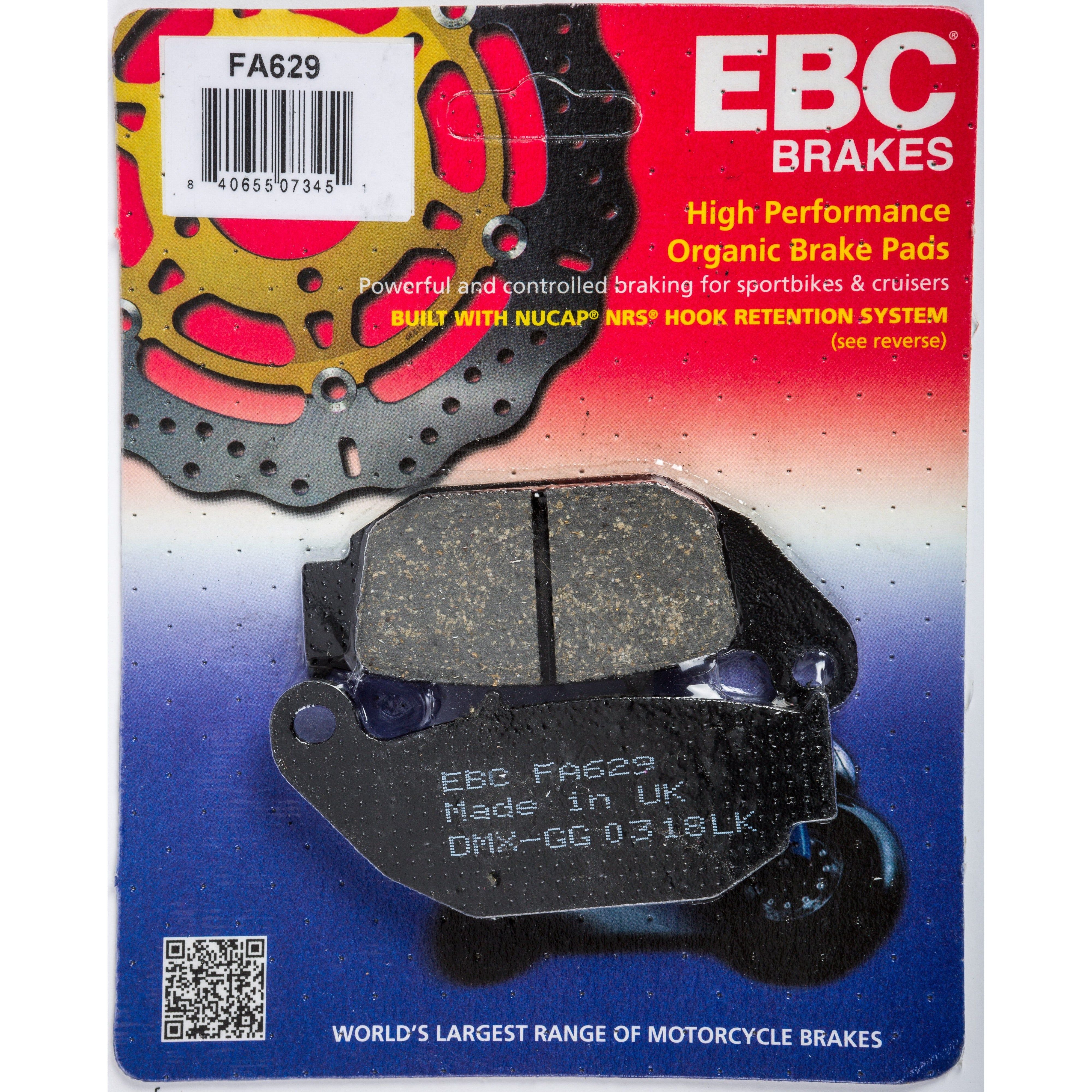 EBC 1 Pair FA Series Organic Replacement Brake Pads MPN FA629