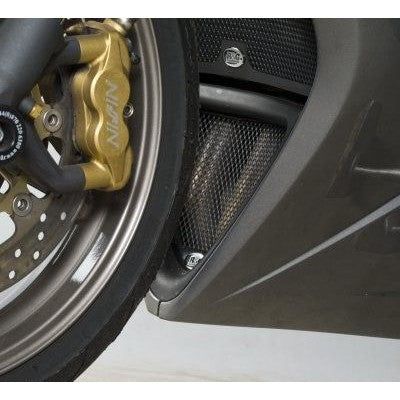 Load image into Gallery viewer, R&amp;G Racing Black Downpipe Grill For 2006-2012 Triumph Daytona 675 DG0009BK

