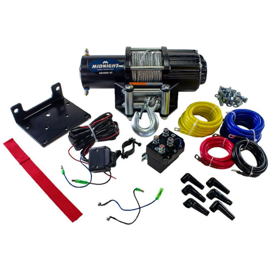 Viper Midnight ATV Winch Kit 4500 lb With 50 Feet Black Synthetic Rope With Mount