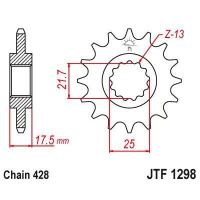 JT Sprockets Front Steel Countershaft Sprocket 17 Tooth 17T 428 Chain