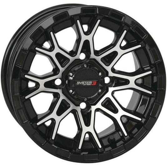 System 3 ST-6 Aluminum Gloss Black/Machined Wheel 12x7 4/110 2+5 (-47mm)