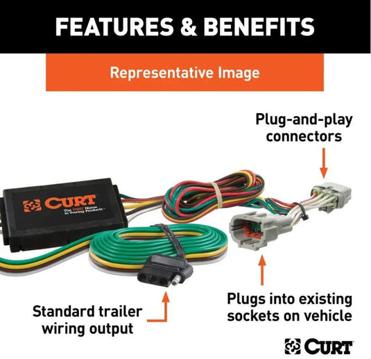 T-Connector Custom Wiring Harness, 4-Way Flat Output fits Select Chevrolet Malibu WITHOUT LED Tail Lights