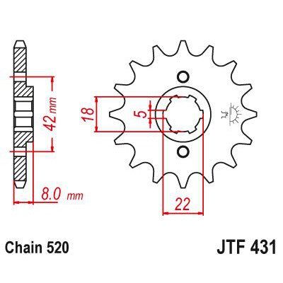 JT Sprockets Front Steel Countershaft Sprocket 13 Tooth 13T 520 Chain JTF431.13