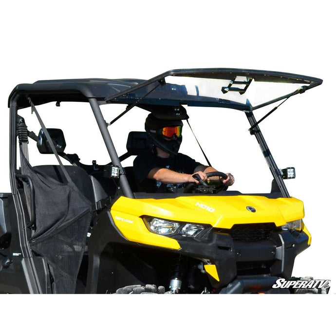 SuperATV Can-Am Defender Scratch Resistant Flip Windshield FWS-CA-DEF-70