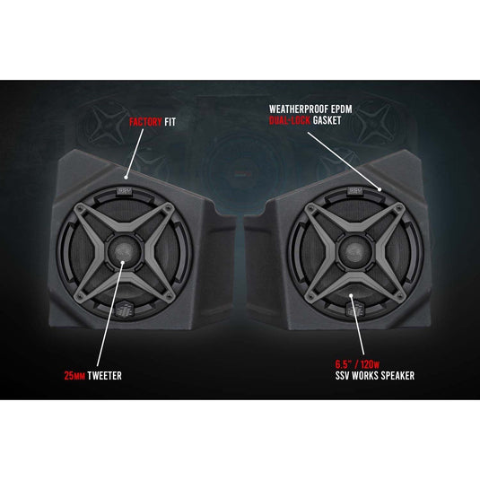 SSV Works 10" Kick Subwoofer Enclosure W/ 2 Speaker Audio Kit For Kawasaki KRF1000 20-22