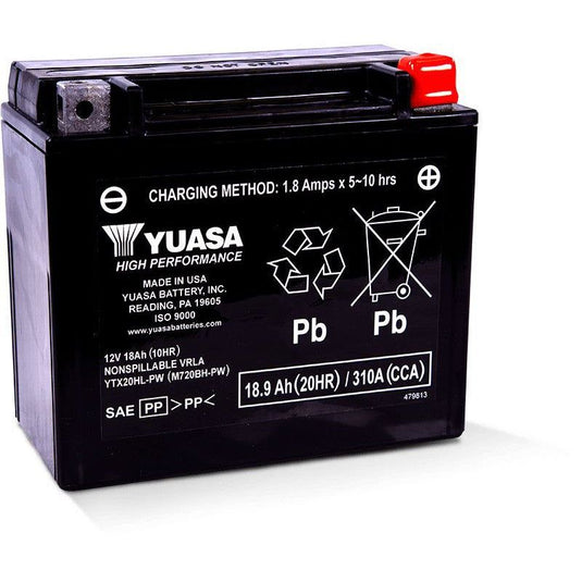 Yuasa Maintenance Free YTX20HLPW 12 Volt Battery YUAM720BH-PW