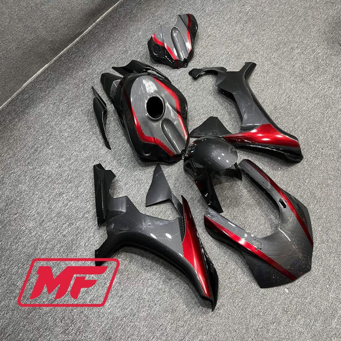 Monster Fairings Full Kit Yamaha R1 15-19 Red Carbon Fiber Style + Windshield + Gas Tank Cover