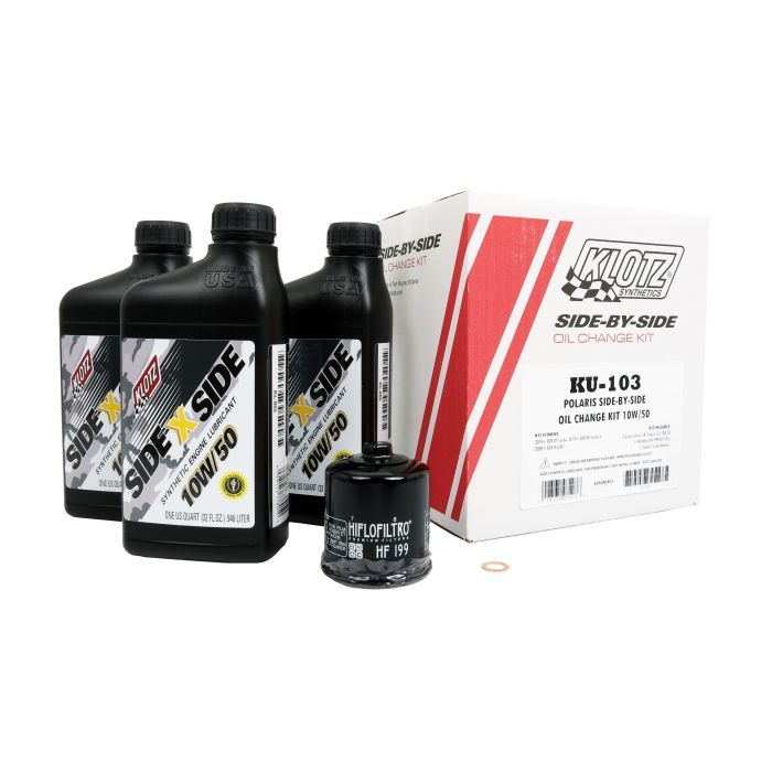 Load image into Gallery viewer, Klotz Synthetic 10W/50 Oil Change Kit with Hiflo Filter For Polaris RZR XP Turbo
