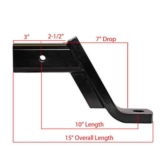 Rigid Hitch (HUB-33710) 3 Inch Heavy Duty Ball Mount for 3 inch Ford OEM Receiver Hitches - 7 inch Drop - Made in USA