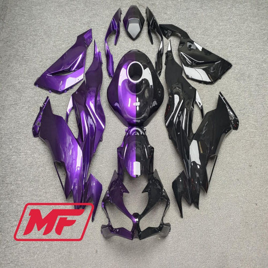 Monster Fairings Full Kit Kawasaki ZX-6R 19-23 Gloss Purple Black Split + Windshield + Gas Tank Cover