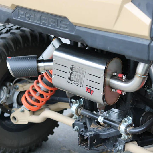 Big Gun Explorer Stainless Steel Slip-On Exhaust With Carbon Fiber End Tip For Polaris RZR S General 1000