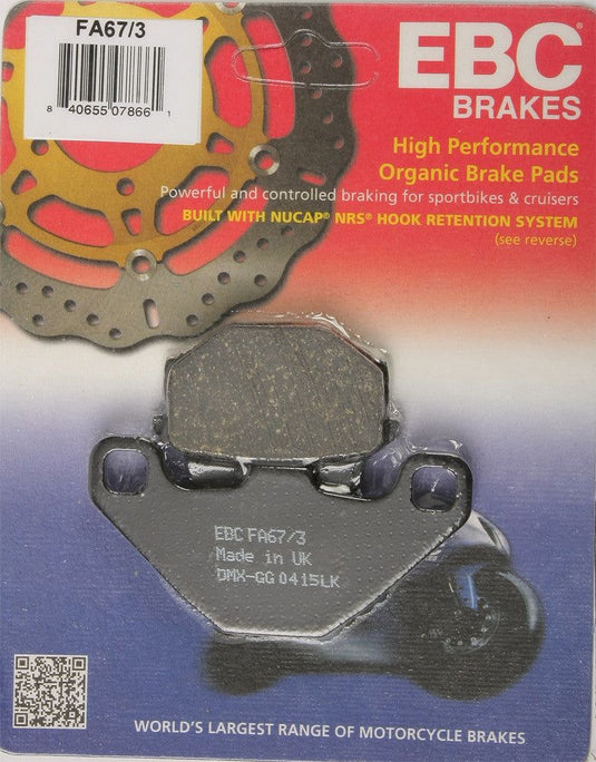 EBC 1 Pair FA Series Organic Replacement Brake Pads For Kawasaki Ninja 500 EX500D 1994-2009