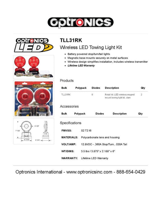 Wireless LED Magnetic Mount Tow Light Kit