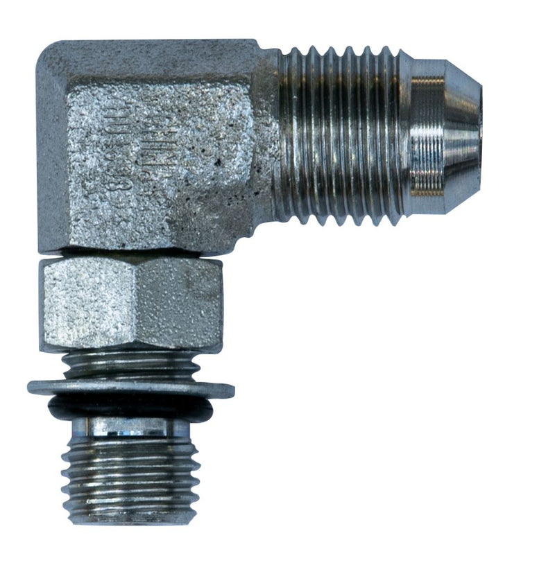 Load image into Gallery viewer, Stillwell Hydraulic Hose Fitting - 6801-06-04, 90 Degree Elbow #6 JIC M X #4 ORB M
