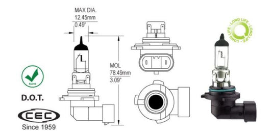 9006LL, T4, Long-Life 55 Watt Headlight Bulb - Application Specific