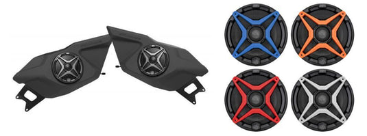 SSV Works Front 6.5" Speaker Pods With Orange Grills For Polaris RZR Pro XP 20-22