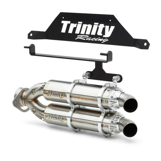 Trinity Racing Stage 5 Dual Slip On Exhaust Brushed Muffler TR-4182S