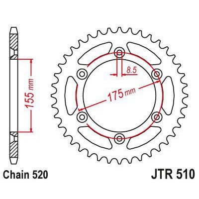 JT Sprockets Rear Steel Sprocket 48 Tooth 48T 520 Chain JTR510.48