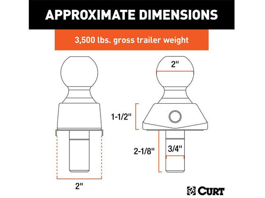 RockerBall 2 inch Cushioned Hitch Ball 3/4 inch Shank