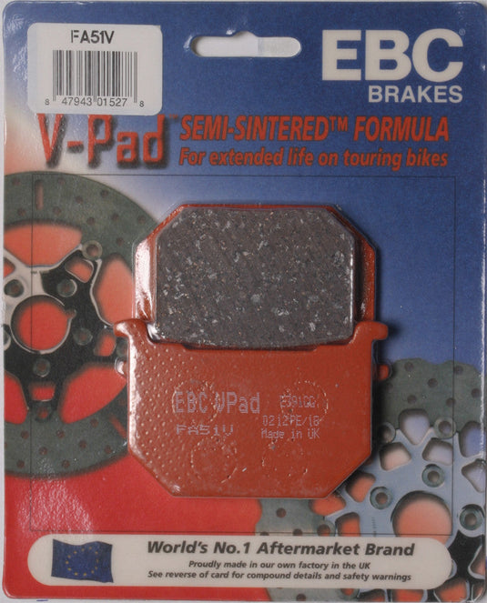 EBC 1 Pair V-Pad Semi-Sintered Touring Brake Pads MPN FA51V