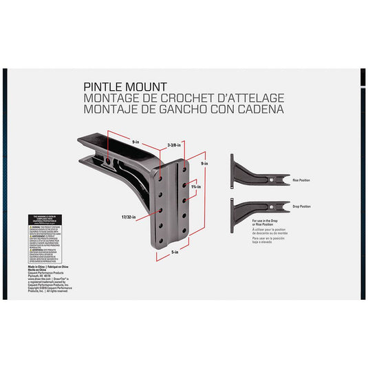 Super Titan Pintle Mount fits Super Titan 3 inch Receiver Hitches, 25,000 lbs. Capacity, Black