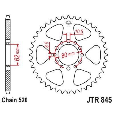 JT Sprockets Rear Steel Sprocket 41 Tooth 41T 520 Chain For Yamaha IT175 D,E,F 1977-1979 JTR845.41