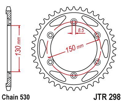 Load image into Gallery viewer, JT Sprockets Rear Steel Sprocket 40 Tooth 40T 530 Chain JTR298.40
