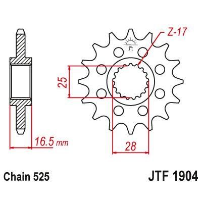 JT Sprockets Front Steel Countershaft Sprocket 16 Tooth 16T 525 Chain For KTM 990 Super Duke R 2012-2013 JTF1904.16