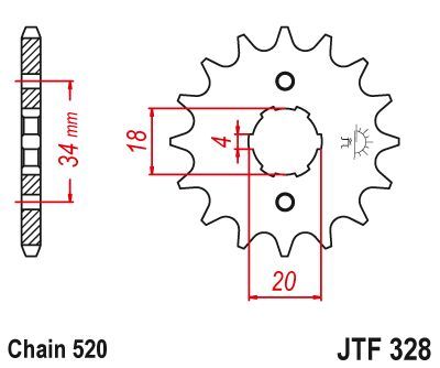 Load image into Gallery viewer, JT Sprockets Front Steel Countershaft Sprocket 13 Tooth 13T 520 Chain JTF328.13

