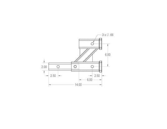 Rigid Hitch (CHE-6) Tow Bar and Accessory Receiver - 6 Inch Drop/Rise - 10,000 lbs. Tow Capacity - 500 lbs. Vertical Load - Made in USA