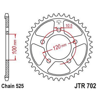 Load image into Gallery viewer, JT Sprockets Rear Steel Sprocket 42 Tooth 42T 525 Chain JTR702.42
