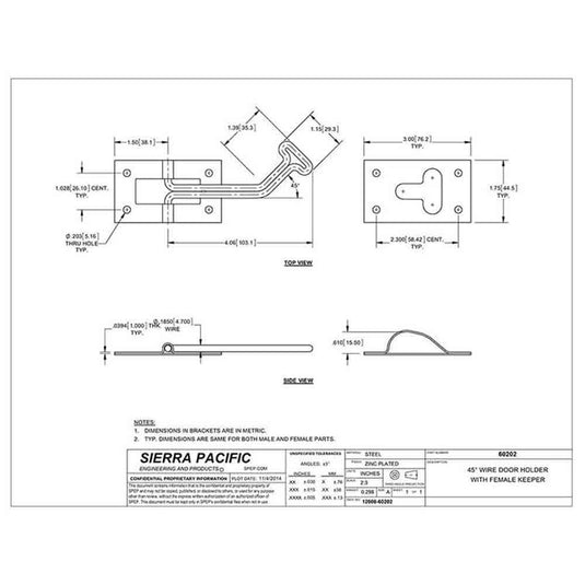 Zinc Plated Wire Door Holder with 4 Inch Arm