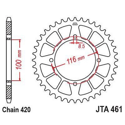 JT Sprockets Rear Racelite Aluminum Race Sprocket Black 50 Tooth 50T 420 Chain