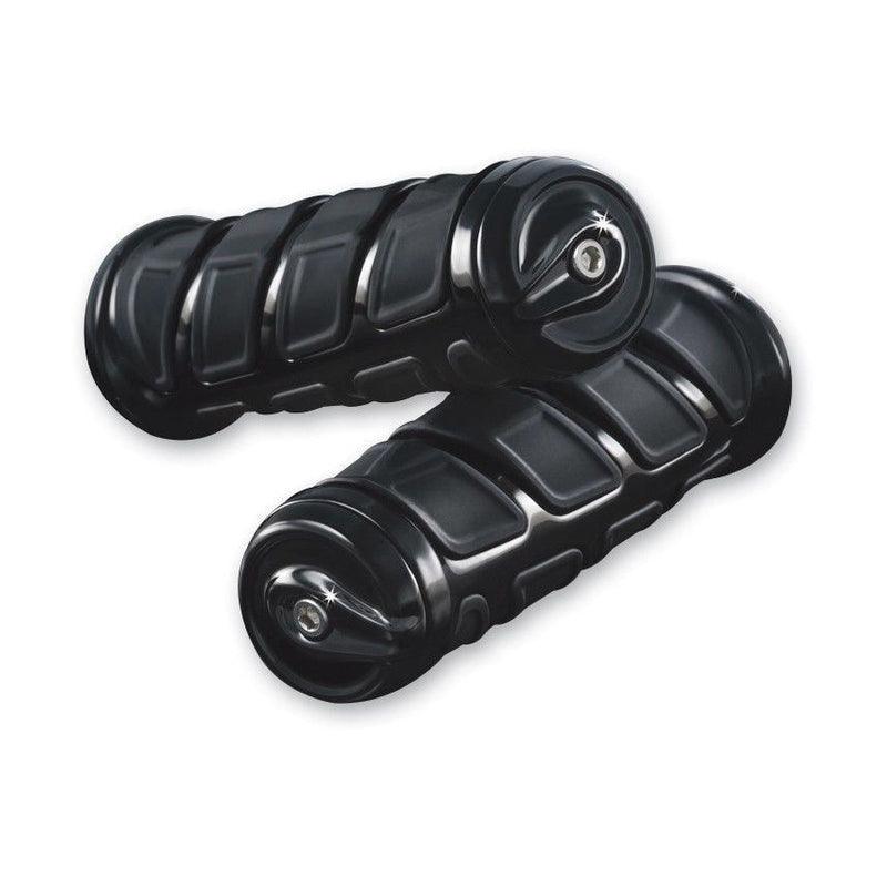 Load image into Gallery viewer, KURYAKYN GLOSS BLACK KINETIC GRIPS FOR 1&quot; HANDLEBARS 1999-2017 HONDA MODELS 6373
