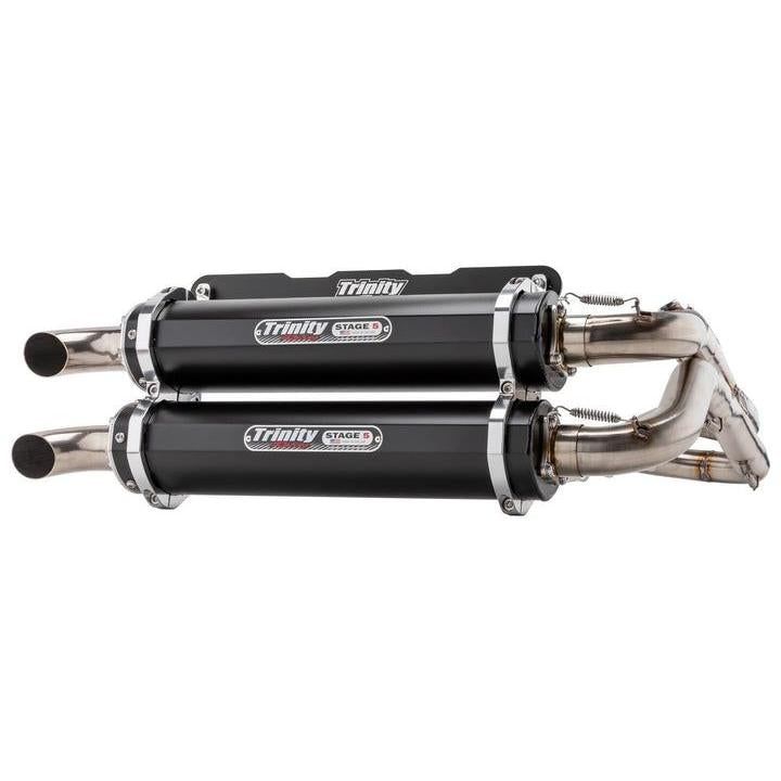 Trinity Racing Stage 5 Dual Full System Exhaust Black Muffler For Polaris RZR RS1 EPS 2018-2022