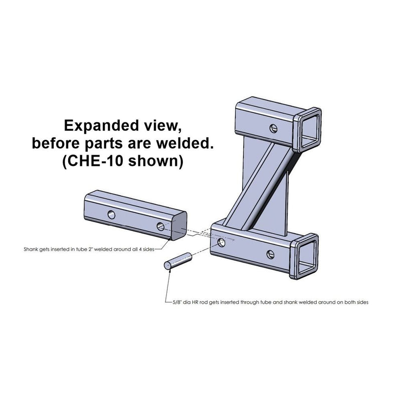 Load image into Gallery viewer, Rigid Hitch (CHE-8) Tow Bar and Accessory Receiver - 8 Inch Drop/Rise - 10,000 lbs. Tow Capacity - 500 lbs. Vertical Load - Made in USA
