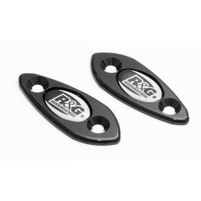 Load image into Gallery viewer, R&amp;G Racing Black Mirror Delete Blanking Plates For 2009-2012 Kawasaki Ninja ZX6R ZX600R
