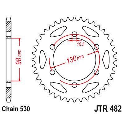 JT Sprockets Rear Steel Sprocket 47 Tooth 47T 530 Chain JTR482.47